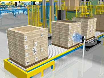 Exploración de palets mediante lector de códigos de barras