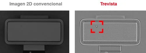 Componente de plástico para automoción: Detección de rebaba negra sobre material negro.